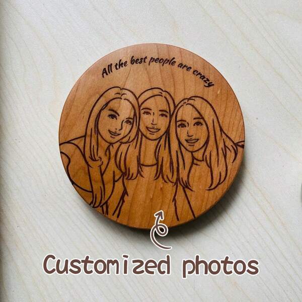 Personalized 15W Wireless Charger Custom Engraving Photo Or Text, Friendship Anniversary Gift For Bestie Personalized Gift For Women Wooden Wireless Charger Customized Gifts Teenager Birthday Gift Idea Girl
