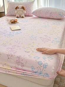 1 件花卉印花床笠、床垫套、柔软舒适的床上用品、亲肤床笠、适合男孩、女孩、宿舍、所有季节防尘防滑床罩，适用于单人床、双人床、大号床、特大号床，可机洗（不含枕套） - 彩色 - 查看 9