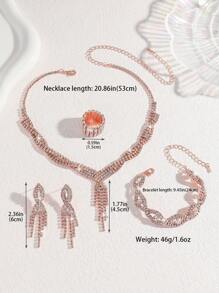 4 件女士优雅时尚简约百搭首饰套装 - 项链、手链、耳环，适合日常佩戴和其他场合