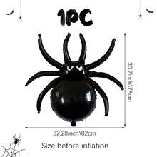 1pc/2pcs 32-Inch Halloween Black Spider Balloons, Halloween Spider Balloons Black Spider Foil Balloons, Suitable For Halloween Decoration, Haunted House, Room Decor, Outdoor Halloween Decoration, Birthday, Halloween Party - Black - View 2