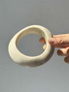 复古绿色和米色扎染不对称宽树脂手镯，水滴几何方形时尚新款手链