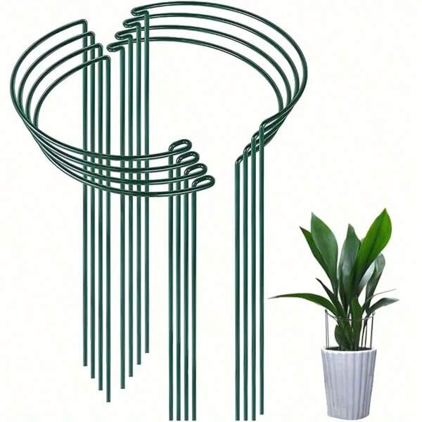 8/10 stuks donkergroene metalen steunpalen voor potplanten binnenshuis - stevige U-vormige en T-vormige anti-kantelpalen, gebruikt om overmatige hoogte te voorkomen, grote kamerplanten te vormen en te fixeren, gezonde groei te bevorderen - geschikt voor huis- en kantoordecoratie