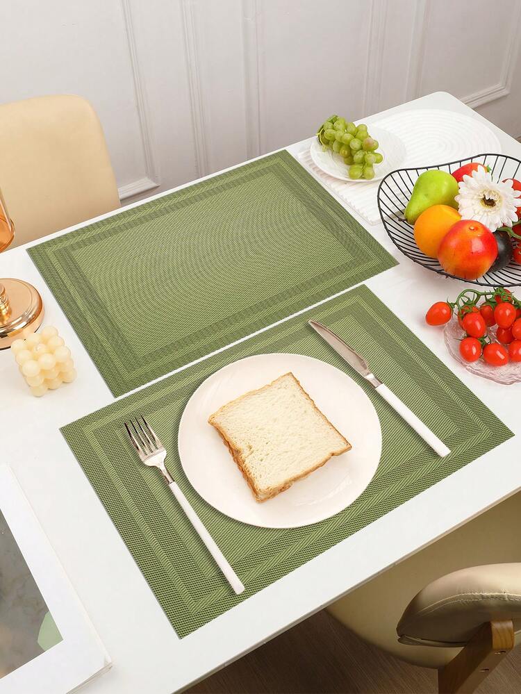 2/6/12pcs Set Multicolor Simple Striped Woven PVC Placemats, Washable, Easy To Clean, Wipe-Clean, Non-Slip, Heat-Resistant, Holiday Wedding Party Dining Table Decor - Multicolor - View 19
