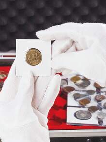 50PCS Multi Size Bronze Coin Collection Box With Protective Clip For Desktop Storage