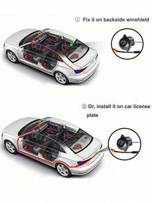 1 pieza Cámara de visión trasera de alta definición y ángulo amplio de 170°, cámara de monitoreo de visión trasera para automóvil - Multicolor - Ver 9