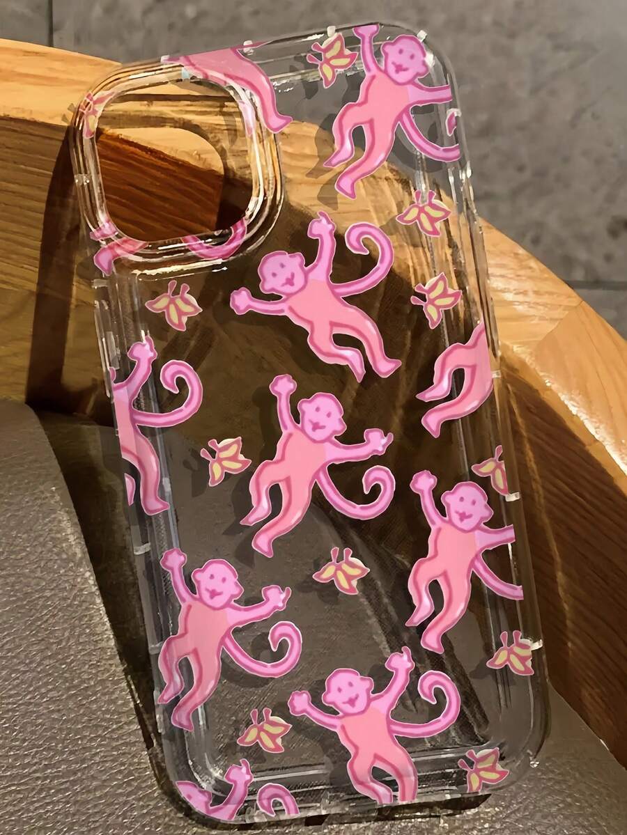 1 件充气跳舞猴子图案全覆盖 TPU 防震手机壳，兼容 16、15、14、13、12、11 Pro Max 及系列