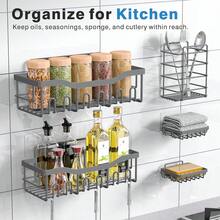 Adhesive Shower Caddy, 5 Pack Rustproof Stainless Steel Bath Organizers With Large Capacity, No Drilling Shelves For Bathroom Storage & Home Decor - 灰色 - 查看 6