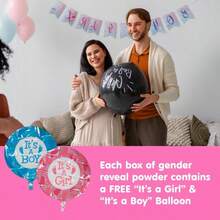 Clover Products Premium Gender Reveal Powder Cannon 4 Pack Includes 2 Pink 2 Blue 12 Inch Gender Reveal Poppers Compressed Air Powered Each Box Contains A FREE Its A Girl Boy Balloon.. - 2Hồng & 2Xanh (Chỉ có phấn) - Xem 6