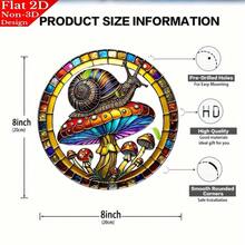 2D Flat Print, 1pc, Snail And Mushroom Stained Style Suncatchers (8X 8 Inches), Round Window Pendant, Suitable For Living Room, Bedroom, Office, Coffee, Indoor And Outdoor Decorations, Father And Mother'S Day Gifts, Decorative Signs - 1PC - View 4