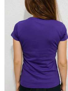 PLAYERA DAMA C/REDONDO M/CORTA AJUSTADO LISO - Morado - Ver 3
