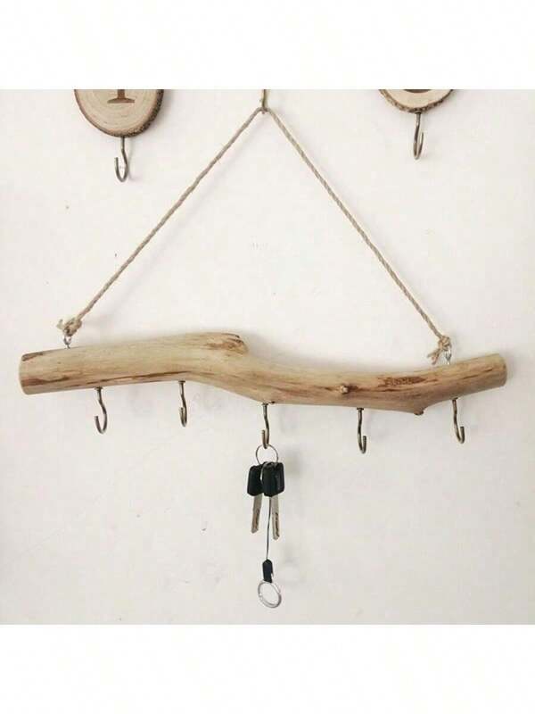 Rustic Wooden Driftwood Hook, Wall-Mounted Branch Hanger Rack, Easy Install, Country Style, For Small Items & Keys, Home Kitchen Storage Accessory, Utility Hooks