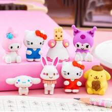Sanrio Set da 4 pezzi di simpatici Eraser Sanrio, Eraser a tema cartoni animati Sanrio, set regalo di articoli di cancelleria con My Melody, Hello Kitty, Kuromi, Cinnamoroll (stile casuale), forniture scolastiche, regali di inizio scuola, regali perfetti per feste, regali per fan