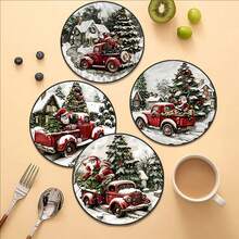 مجموعة من 1/6/12 قطعة من الأواني الخشبية المزينة بنمط شجرة عيد الميلاد وسانتا كلوز، ديكورات مكتبية فنية، مناسبة لديكور المنزل والمكتب والمطبخ والمطعم والكافيه، حماية سطح المكتب، ضرورية لحفلات العطلات وديكورات عيد الميلاد والمنزل والشقة - متعدد الألوان - مشاهدة 8