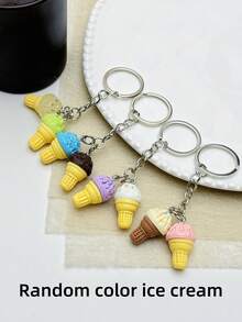 1pc/3pcs/5pcs Creative Cute Ice Cream Keychain, Minimalist Resin Keyring, Car Key Chain, Bag Pendant, Gift For Valentine's Day, Family, Kids, Best Friend Birthday - Multicolor - View 9