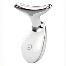 1 Peça Massageador de Rosto e Pescoço, Massageador de Drenagem Linfática, Massageador Facial de Cuidados com a Pele de 7 Cores LED para Mulheres, Ferramenta de Cuidados com a Pele