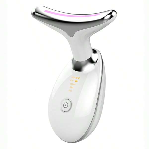 1 Peça Massageador de Rosto e Pescoço, Massageador de Drenagem Linfática, Massageador Facial de Cuidados com a Pele de 7 Cores LED para Mulheres, Ferramenta de Cuidados com a Pele