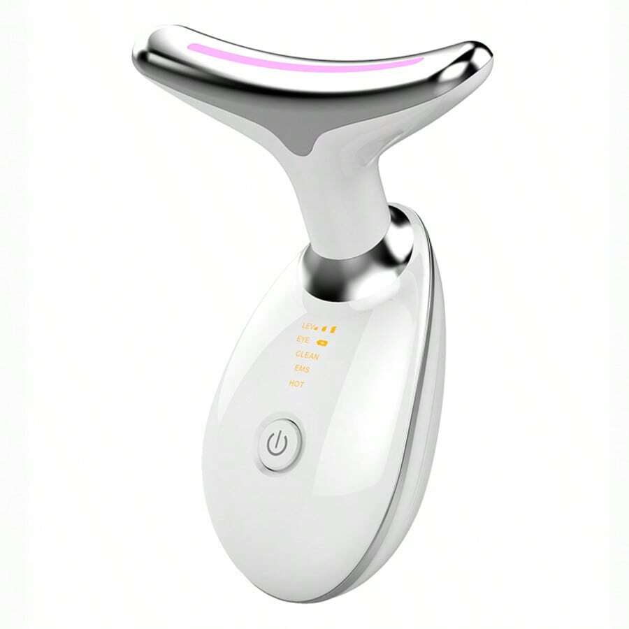 1 Peça Massageador de Rosto e Pescoço, Massageador de Drenagem Linfática, Massageador Facial de Cuidados com a Pele de 7 Cores LED para Mulheres, Ferramenta de Cuidados com a Pele