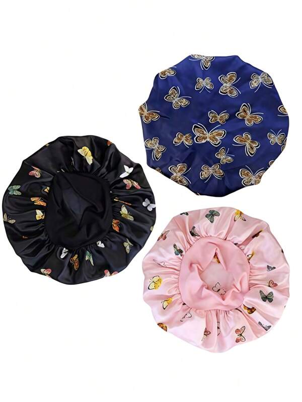 1 PIEZA Gorro de seda para dormir, gorros de satén, gorro de dormir de banda elástica suave de seda, envoltura de cabello de seda para cabello rizado