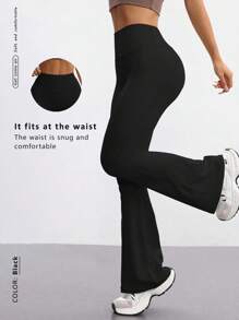 Women's Flared Yoga Pants | Tummy Control Wide Waistband & Phone Pockets | High-Waisted Stretchy Lounge Pants For Gym, Spring Outfits