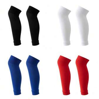 1 Pair Solid Color Football Over,The,Knee Leg Warmers, Breathable Sweat,Absorbing Leg Sleeves For Football, Cozy Socks