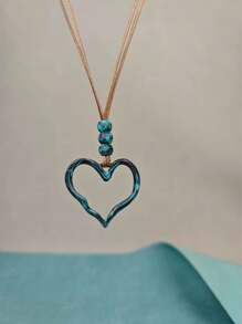 1 Stück lässige, vielseitige Halskette mit Herzanhänger aus Legierung für Damen