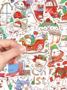 50 piezas Pegatinas de fantasma navideño, calcomanías de Feliz Navidad para laptop, maleta, computadora, scrapbook, diario, refrigerador, regalos navideños para niños