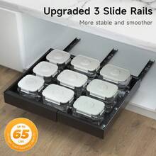 Pull-Out Cabinet Organizers With Adhesive Strips, Expandable Kitchen Storage Shelves For Pantry Or Living Room - 1 Pack-White - 查看 4