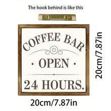 1pc 8x8 Inch Rustic Cafe Wooden Framed Sign, "Open 24 Hours", Suitable For Living Room, Kitchen, Office Wall Art Decor, Ideal Christmas Gift, Home Decoration - Multicolor - View 4
