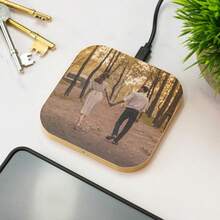Personalized Bamboo 15W Wireless Charger Custom Photo, Wedding Gift Anniversary Custom Charger Gift, Personalized Gift For Boyfriend - Best Man Customized Gifts, Groomsmen Gift, Present For Dad Husband Boyfriend, Best Gift For Birthday, Wedding Anniversary, Valentine's Day, Father's Day 