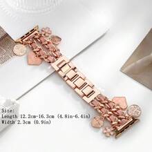 1 pezzo Cinturino in lega di zinco con stile a catena rosa, compatibile con Apple Watch Ultra/SE/Serie 10/9/8/7/6/5/4/3/2/1 da 38/40/41/42/44/45/49mm per donna - Rosa - Visualizzare 3