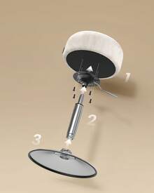Tabourets de Maquillage, Lot de 2, Réglables en Hauteur, Pivotants à 360 Degrés, en PU, Coussin Épais, Tabourets de Coiffeuse, pour Chambre, Cuisine, Salle à Manger, Blanc Crème - Blanc - Voir 5