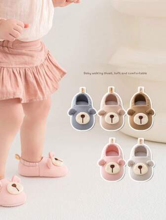 1 Pair Cartoon Bear Baby Toddler Socks, Soft Breathable Comfortable Short Tube Socks, Casual Non-Slip Flat Socks, Suitable For Beginners