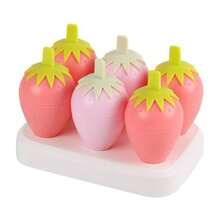 POJHKReusable Popsicles Molds For 6 Cream Strawberry Molds Fudge Molds Cream Maker Diy Popsicle Molds Silicone Popsicle Mould Cute Ice Pop Molds - 紅色 - 查看 1