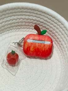 Compatible With Apple 4, 2, 3, Pro, Pro 2 Soft Silicone Protective Case With Lanyard, Red Apple Design, Anti-Fall - 紅色 - 查看 3