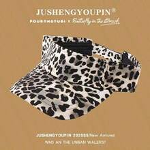 1 件女士可调节豹纹防晒棒球帽，适合海滩、度假、户外活动