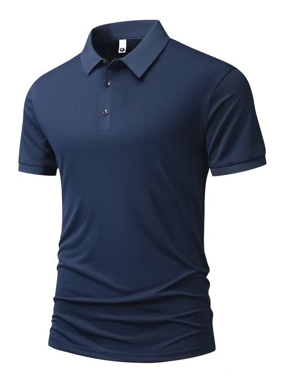 Men's Casual Solid Color Breathable Fashion Business POLO Shirt, Summer