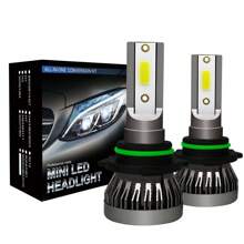 2pcs Roadsun LED Car Headlight Bulbs - H1 H4 H7 H11 9005/HB3 9006/HB4, 6000K White Light, 30000LM, 300W High/Low Beam, 1:1 Beam Design, 12-24V Aluminum Alloy High-Strength Car Lighting, Enhance Driving, Super Cooling System