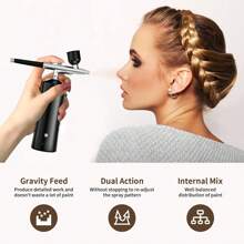Airbrush Kit With Compressor - 30PSI High-Pressure, Non-Clogging Air Brush Set Corded Rechargeable With 0.3mm Nozzle And Cleaning Brush For , Painting, And Cake Decorating ﻿ ﻿