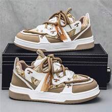 Thick-Soled Men's Sports Shoes Letter Printing Sports Camouflage Mesh Four Seasons Fashion Classic College Wind Multifunctional Running Shoes Comfortable And Durable Skateboarding Shoes Leisure Sports. - 卡其色 - 查看 7