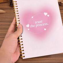 1 件粉色美学精装日记本 - Trust The Process，学院风螺旋笔记本，用于日常笔记和计划 A5 5.5x8.3 英寸/14 厘米 x 21 厘米，50 张纸，100 页，适用于学校用品，返校