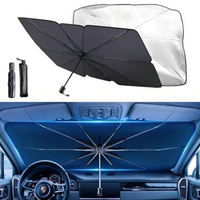 1pc Manual Folding Car Sunshade | UV Resistant Sunshade For Adult Front Windows - Business Gift, Practical Item For Summer Car Use | Can Avoid Direct Sunlight And Reduce The Temperature Inside The Car, Making It A Good Gift For Family And Friends - Can Also Be Used As An Umbrella In Special Circumstances