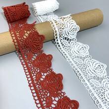 1 码水溶性花卉图案蕾丝，适用于 DIY 缝纫工艺品、婚纱、晚礼服和家居装饰蕾丝面料 - 彩色 - 查看 2