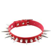 1 件女士哥特铆钉项链，深色 E 女孩万圣节项链，原宿颈链时尚朋克 PU 皮革多尖颈链颈链颈环男士珠宝