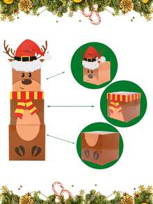 3个装圣诞麋鹿礼盒，带盖，可叠放，圣诞前夜装饰嵌套盒，圣诞节可叠放礼品收纳盒，派对装饰，2025年圣诞装饰品，圣诞礼物，圣诞快乐，圣诞装饰，2026年新年礼物，圣诞装饰，派对小礼物