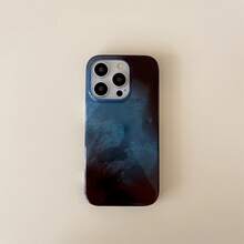 Funda protectora brillante para teléfono | Funda para teléfono con textura glaciar, degradado minimalista retro en tonos marrón y azul. Compatible con phone 1, X/XS, 12, 13, 14, 15 y 16 Pro. - Colores mixtos 1 - Ver 1