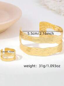 1 Set asymmetrischer geometrischer Hohllocharmband-Armreif für Frauen