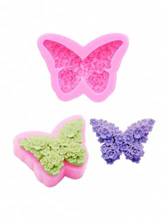 1 件液体硅胶材料硅胶模具，桂花蝴蝶蜡烛模具 DIY 双层蝴蝶硅胶模具，香石石膏装饰铸造模具