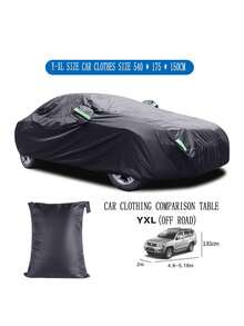 190T Coated Polyester Fabric Full Black Car Cover, Waterproof, Sunproof, With Reflective Strips - Black - View 10