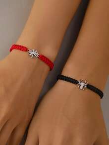 Set de 2 pulseras de pareja versátiles con diseño de araña de Halloween - Rojo + Negro (dos paquetes) - Ver 1