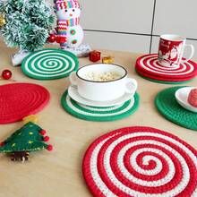 4pcs Mixed Christmas Series Round Woven Placemats, 7.09inch (18cm) Diameter, Thick Heatproof Coasters Made Of Braided Rope In Assorted Styles, Suitable For Cups, Pots, Bowls As Christmas Gifts